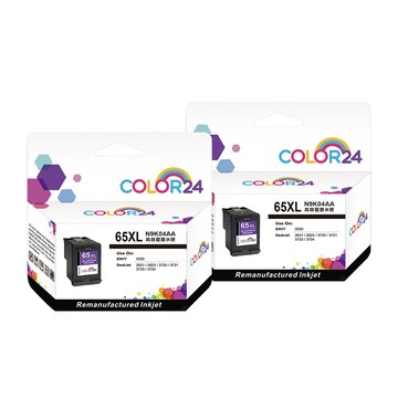 Color24 for HP 2黑 N9K04AA (NO.65XL) 高容環保墨水匣