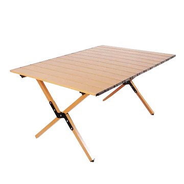 理享家 高碳鋼加厚折疊戶外露營桌 小 原木色 輕巧便攜  60 x 60 x 42cm  小(60 x 60 x 42cm)  1個  60cm