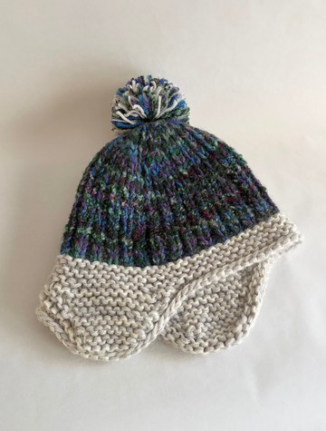 油畫風配色手工編織遮耳帽 / 毛線帽