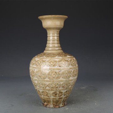 仿古瓷器磁州窯銅錢紋盤口瓶花瓶