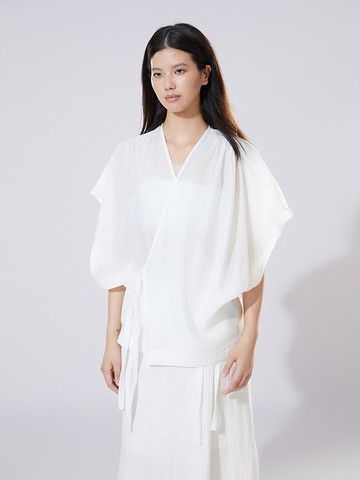 新中式綁帶襯衫女夏季上衣