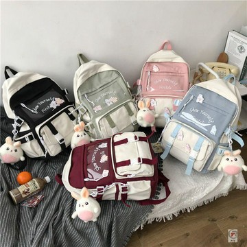 👜爆款書包👜 書包女ins雙肩包2021新款中學生森系韓版百搭大容量高中生揹包潮書包 雙肩包 包包