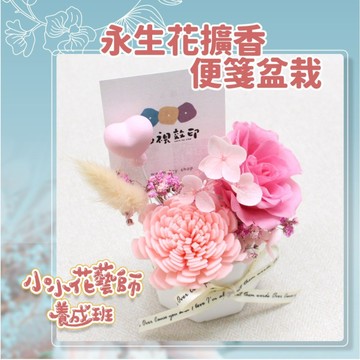 【永生花擴香便箋盆栽】小小花藝師養成班｜沐浴在香氛的世界中～線上課+材料包｜媽媽課｜親子課