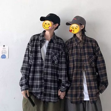 ~直達??【MLM】??條紋格 男襯衫 ins帥氣長袖襯衫 格子襯衫 襯衣男 學院風 休閒百搭襯衣 初高中學生薄款外套