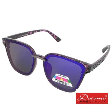 【Docomo精緻設計女性偏光太陽眼鏡】頂級偏光鏡片　美感紫豹紋框體　潮流新時尚　強抗UV400
