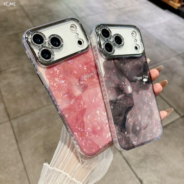 i17手機殼.精孔閃粉貝殼紋粉適用蘋果17pro手機殼17全包防摔17Air手鏈高級硬