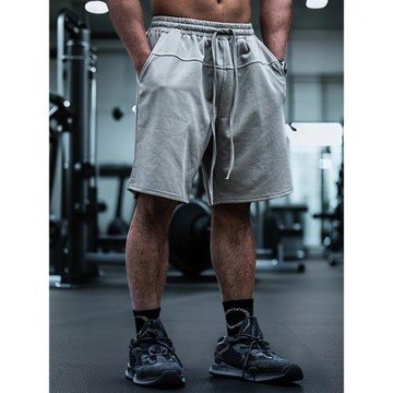 MUSCLEFAITH運動短褲男寬松戶外休閑簡約百搭棉質健身美式五分褲