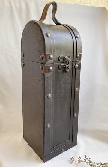 【好日戀物】德國vintage西洋古董木製真皮提把紅酒箱收藏品