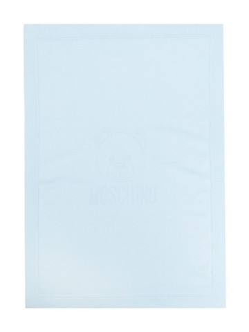Moschino Kids - Toy Bear knit blanket - kids - Cotton - One Size - Blue