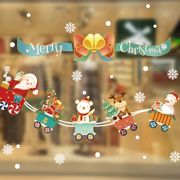 圣誕節裝飾品玻璃門貼貼紙商場店鋪墻貼畫布置櫥窗貼自粘靜電貼