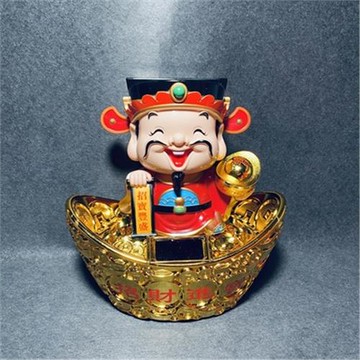 財神爺點頭招財喬遷開業辦公室風水開運太陽能擺飾 (大號)