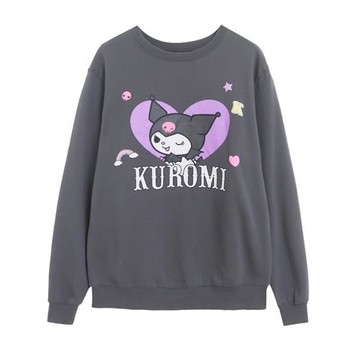 外貿春秋季俏皮可愛卡通字母圓領衛衣女寬松大版減齡休閑薄絨上衣