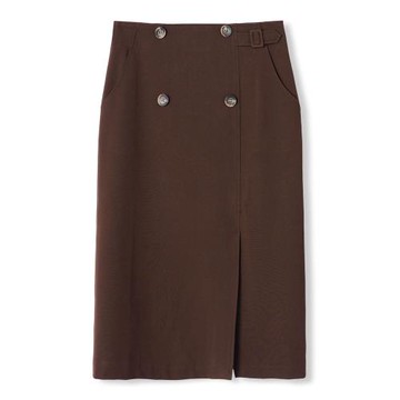 西湖閣老【譯】冬裝 雙排扣腰帶袢開叉一步半身裙HZ181剪標