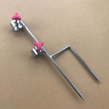 升級款鳥竿地插 伸縮桿專用鍍鋅鐵圓尖支架 旋鈕式夾片管徑可調節