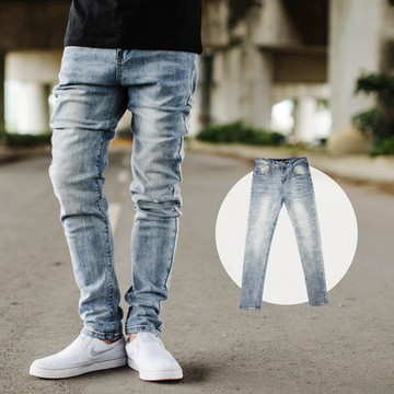 【NB0634J】韓國製微刷色素面小直筒合身牛仔褲(LE-PA710)