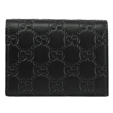GUCCI 779810 GG LOGO壓花皮革對開扣式零錢短夾.黑