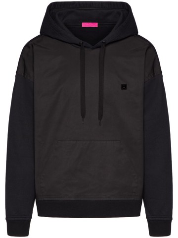 Valentino Garavani - stud detail panelled hoodie - men - Cotton/Polyamide - S - Black