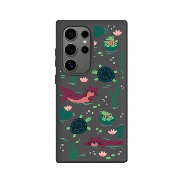 Galaxy S24 Ultra SolidSuit 黑 - RHINOSHIELD X Taipei Zoo - 臺灣水域插畫（水獺、龜、蛙）