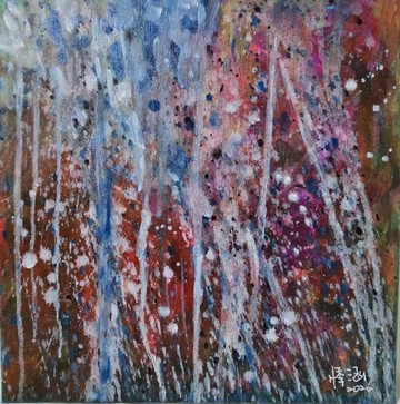 丙烯藝術/原創/送禮祝福/裝飾掛畫/壓克力畫【花響.雨過】30×30