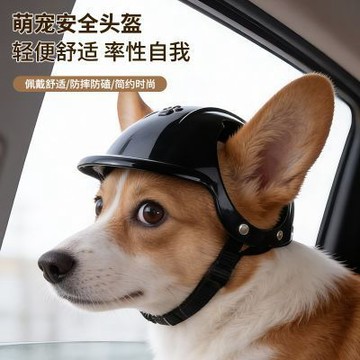 🔥萌寵安全頭盔 漏耳朵頭盔 帽子 摩托車 貓咪寵物機車防風眼鏡 新款狗狗坐車 小大型犬通用 耐摔防撞 多方位防護安全頭盔