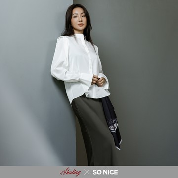 SO NICE X Shuling聯名 高智感合身顯瘦不易皺緞面魚尾長裙