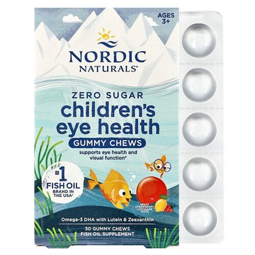 Nordic Naturals, 兒童眼睛健康軟糖，無糖，2-12歲，草莓檸檬水味，30 粒咀嚼軟糖軟糖