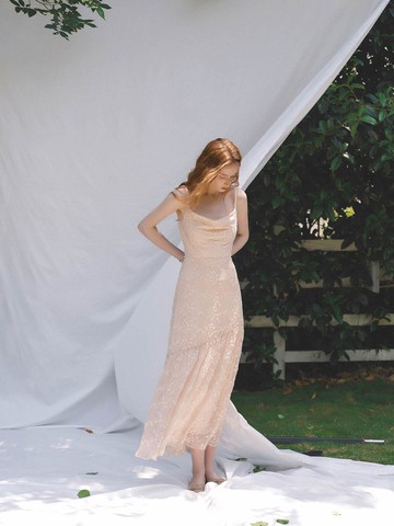 long dress with skin embroidery