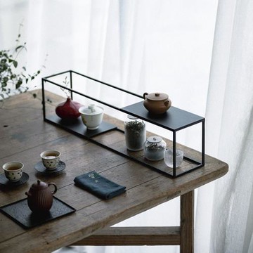 草木祠鐵藝茶棚茶具展示架小茶臺博古架茶具柜茶空間茶室茶道擺件
