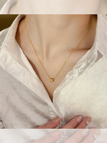 18k彩金小蠻腰項鏈年新款女鎖骨鏈網紅高級感細不掉色夏