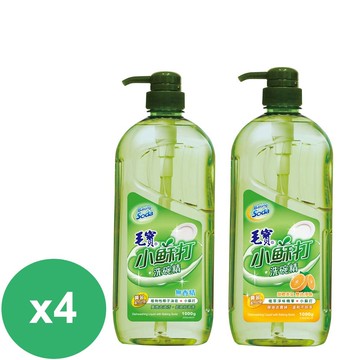 【毛寶】小蘇打洗碗精(1000g)-無香精/甜橙茶氛*4瓶
