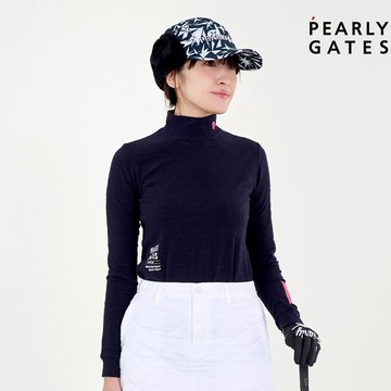 【ṔEARLY GATES】女款深藍色冬季高爾夫服裝結合軍事風格吸濕發熱舒適面料長袖立領衫 JLU26104