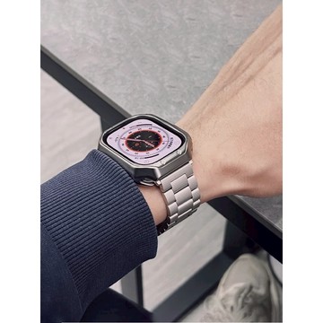 《台灣出貨》適用 APPLE WATCH 寬版三珠錶帶 不鏽鋼錶帶 S11 S10 Ultra 46mm 49 男女錶帶