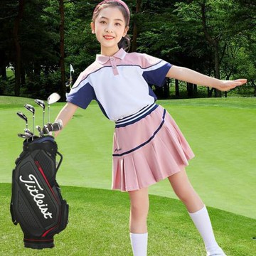 高爾夫套裝夏季兒童短袖防走光半身裙兩件套速干t恤運動短褲球服