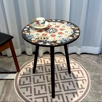 免運 特惠/附發票 茶几 邊桌 小茶几 邊幾  美式復古圓桌沙發邊幾床頭柜印花小茶幾角幾落地桌茶水桌工廠直銷 售後保障 新品推薦 全館折扣 5s719