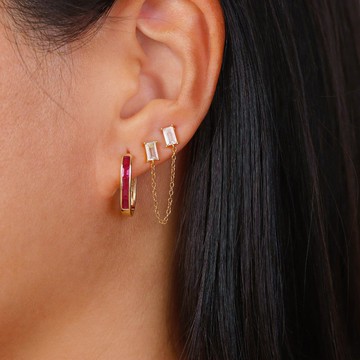 s925銀鍍18k金色鋯彩耳環 U型耳扣 女生耳環 媽媽禮物推薦 抗過敏