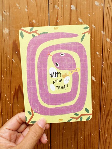 賀年款 / 蛇來運轉new year  ( 2入 )賀年明信片_簡v的畫盒 /蛇年