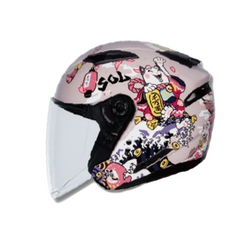 SOL 安全帽 SO-7E SO7E 招財貓-雪紡玫瑰粉 內藏墨鏡 排齒釦 雙層鏡 3/4罩 安全帽 半罩