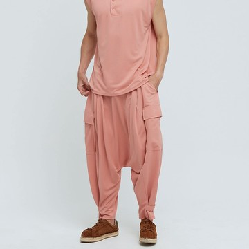 COZEE-口袋造型哈倫褲(中性)-荒漠粉沙