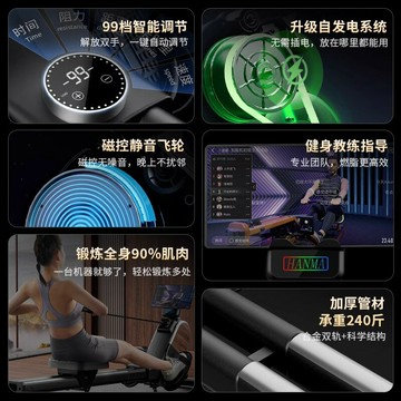 汗馬智能劃船機家用可折疊超燃脂訓練磁控靜音運動有氧健身劃船器