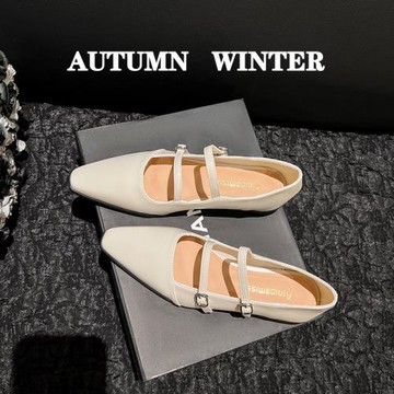 法式氣質配裙子瑪麗珍平底單鞋女淺口夏季小香晚風大碼女鞋41一43