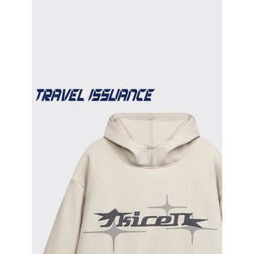 TRAVEL ISSUANCE 平凡的一天 街頭復古字母印花寬松套頭連帽衛衣