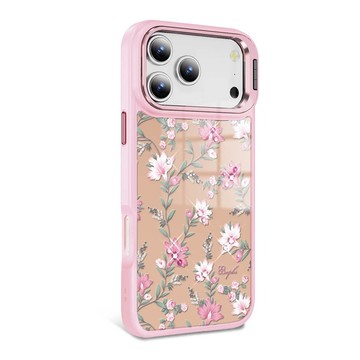 iPhone 全系列 軍規防摔合金框隱形立架鏡面鑽殼-小清新-粉劍蘭