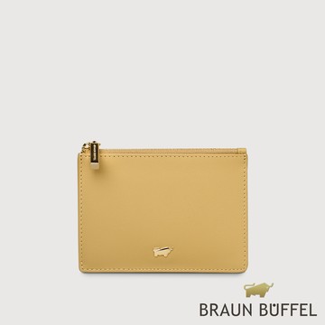 【BRAUN BUFFEL 德國小金牛】台灣總代理 城市-A 拉鍊零錢包-淺棕色/BF841-163-CR