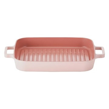 NEOFLAM 台灣原廠公司貨 FIKA系列 鑄造方形烤盤 IH/電磁爐適用 PINK  1個  28cm