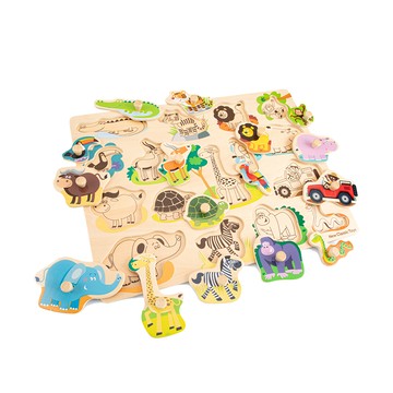 荷蘭 New Classic Toys - 寶寶木製拼圖-野生動物-16pcs