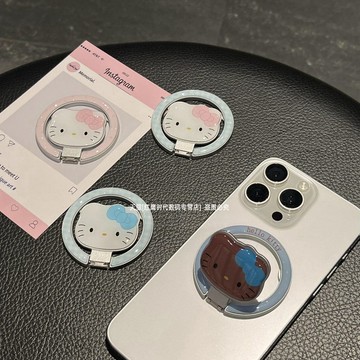 卡通可愛 kiyt貓磁吸手機支架 magsafe吸附式 背貼摺疊 隱藏式 桌面支撐 強磁 懶人追劇神器 通用手機殼