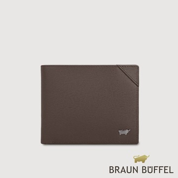 【BRAUN BUFFEL】斯萊特-A 4卡零錢袋皮夾-培土棕(德國小金牛台灣總代理)/BF565-315-POS