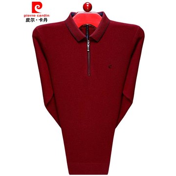皮爾卡丹翻領中年父親毛衣羊絨衫
