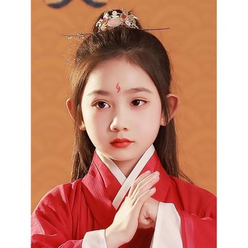 兒童漢服女童頭飾女童古裝古風配飾公主流蘇發夾唐裝發飾發冠頭釵