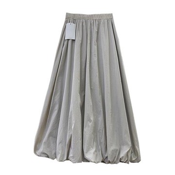 中長款白色花苞裙女2025年春季新款松緊腰顯瘦小個子A字半身裙763